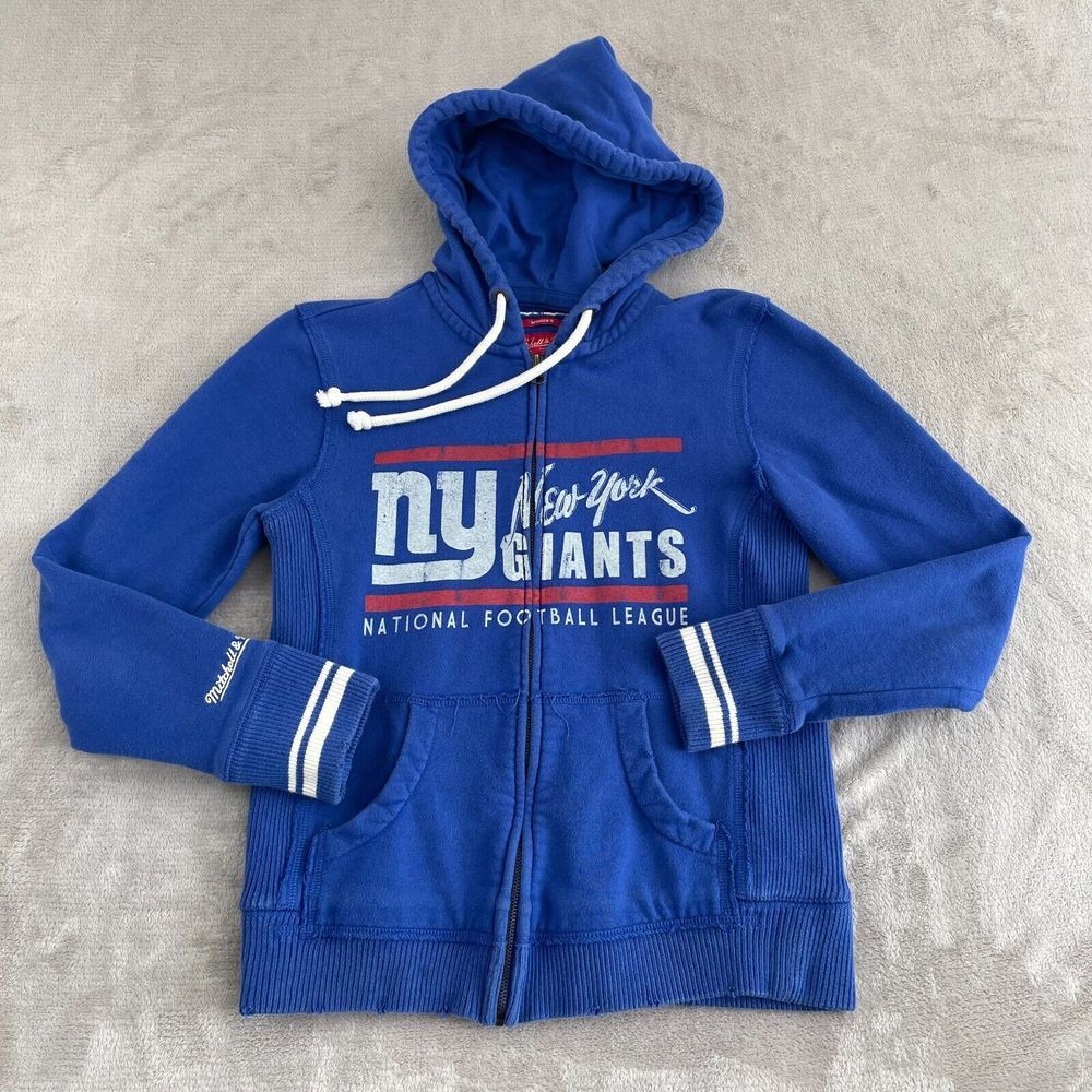 Mitchell & Ness x New York Giants Hoodie Women Medium Blue Full Zip Retro NFL